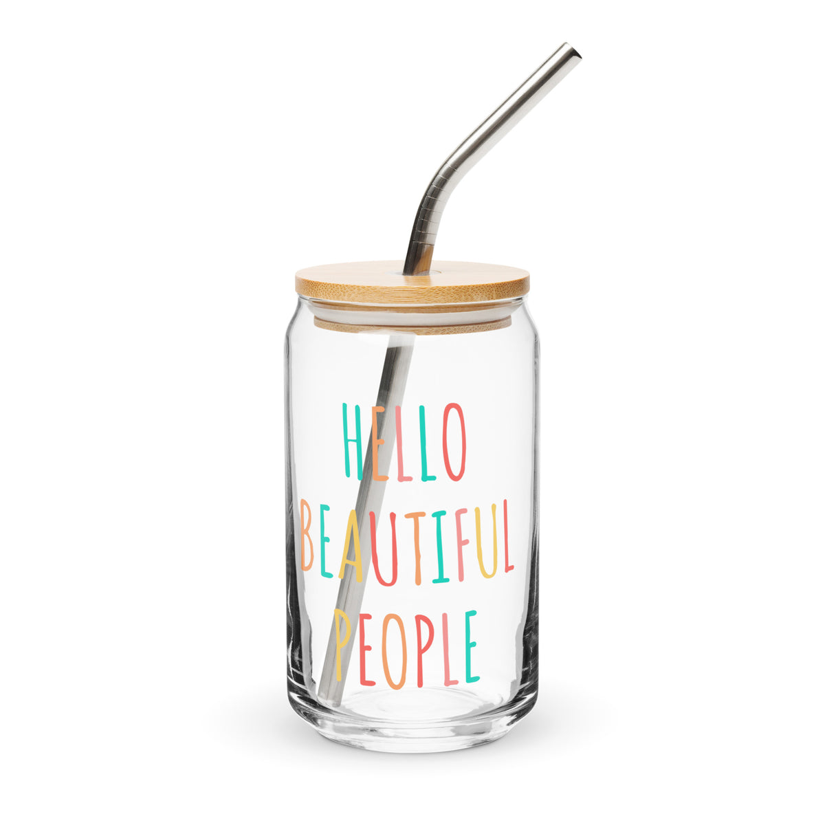 Hello Beautiful People- Can-shaped glass